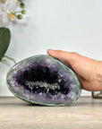 Natural Amethyst Geode with Green Jasper Shell & Calcite Inclusions - STGE0024