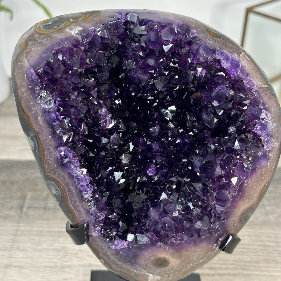 Deep Purple Amethyst Geode With Metal Stand - MWS2768