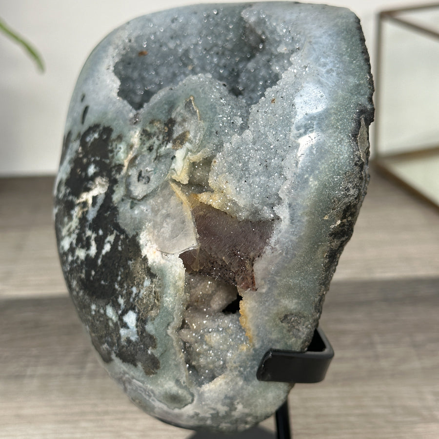 Rare Natural Quartz Druzy Geode with Hematite Formation - MWS2867