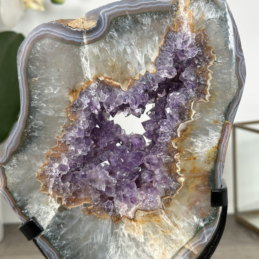 Amethyst Geode Slice with Deep Purple Crystals - MWS2907