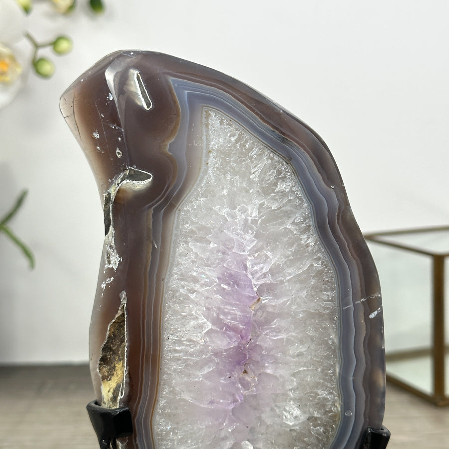 Natural Uruguayan Agate &amp; Quartz Stone Slice - MWS3011