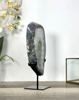 Agate Geode Slice with Sugar Quartz Druzy Crystals on Metal Stand - MWS2735