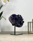 A+ Grade Natural Amethyst Heart Carving with Metal Stand - HST0305
