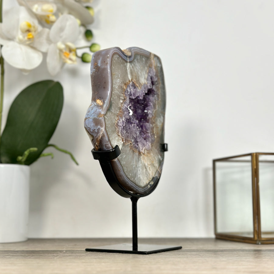 Amethyst Geode Slice with Deep Purple Crystals - MWS2907