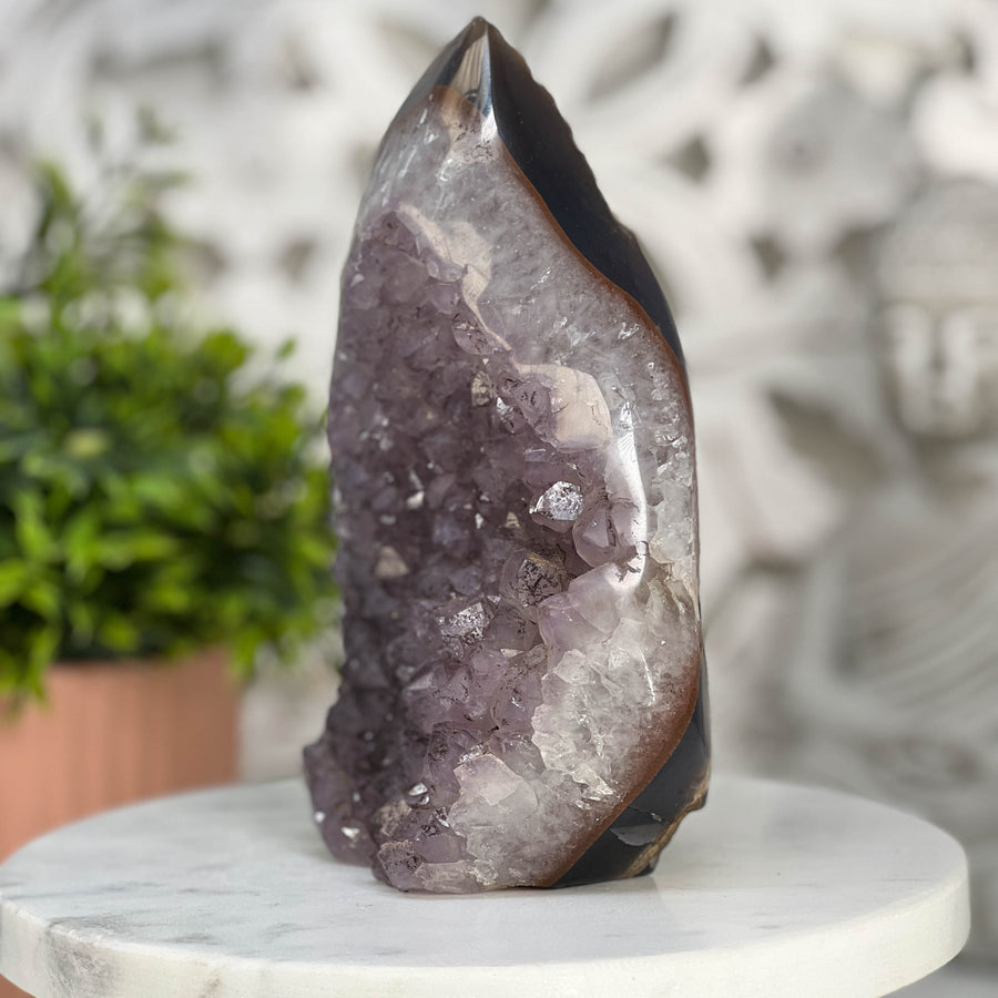 Beautiful Uruguayan Amethyst Flame Crystal Carving - FST0085