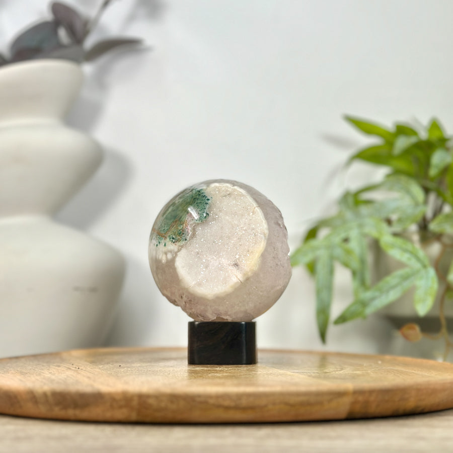 Quartz &amp; Agate Sphere Geode with Crystal Formation - SPH0213