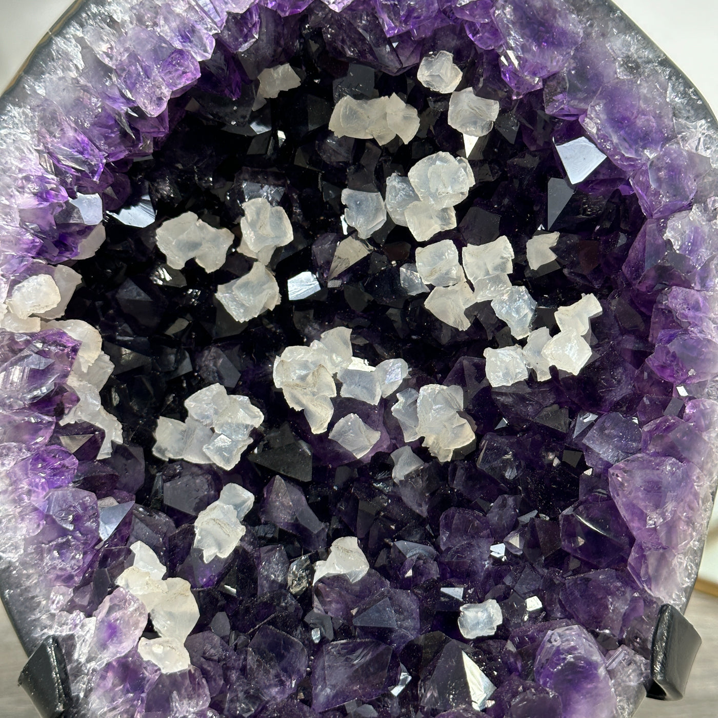 Amethyst Geode with Calcite Crystal Highlights for Home Decor - MWS2682