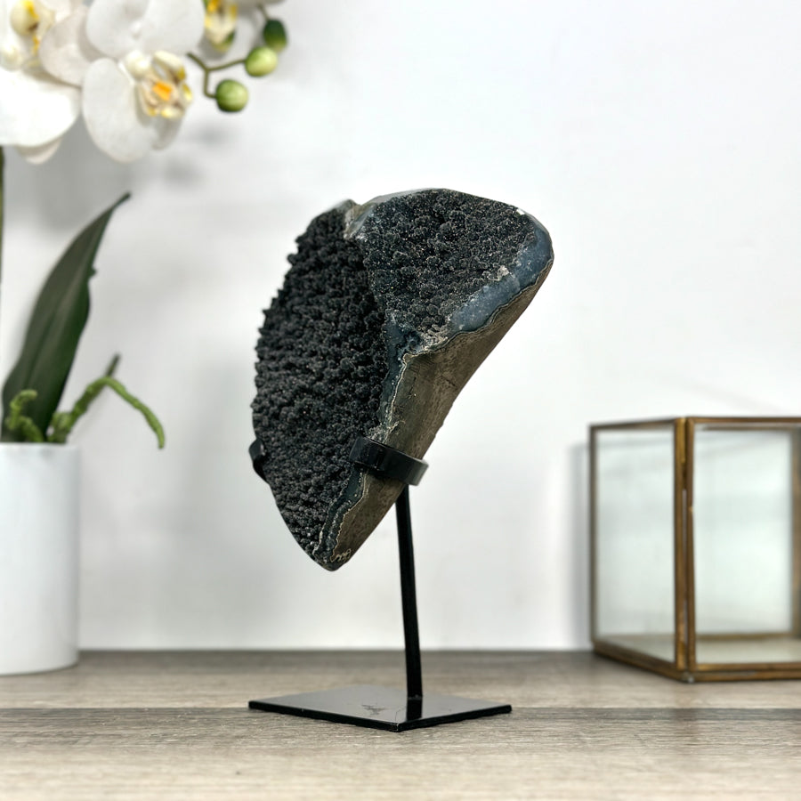 Black Amethyst Cluster on Metal Stand - MWS2849