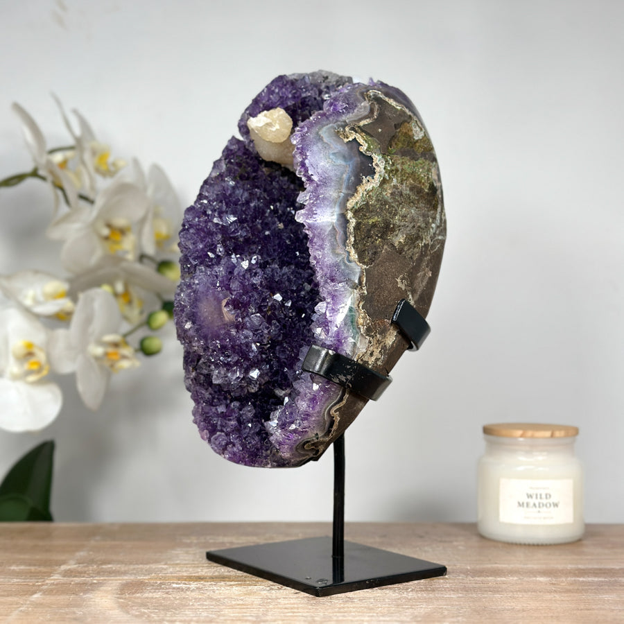 Natural Amethyst Geode with Beautiful Calcite Formation - MWS1350