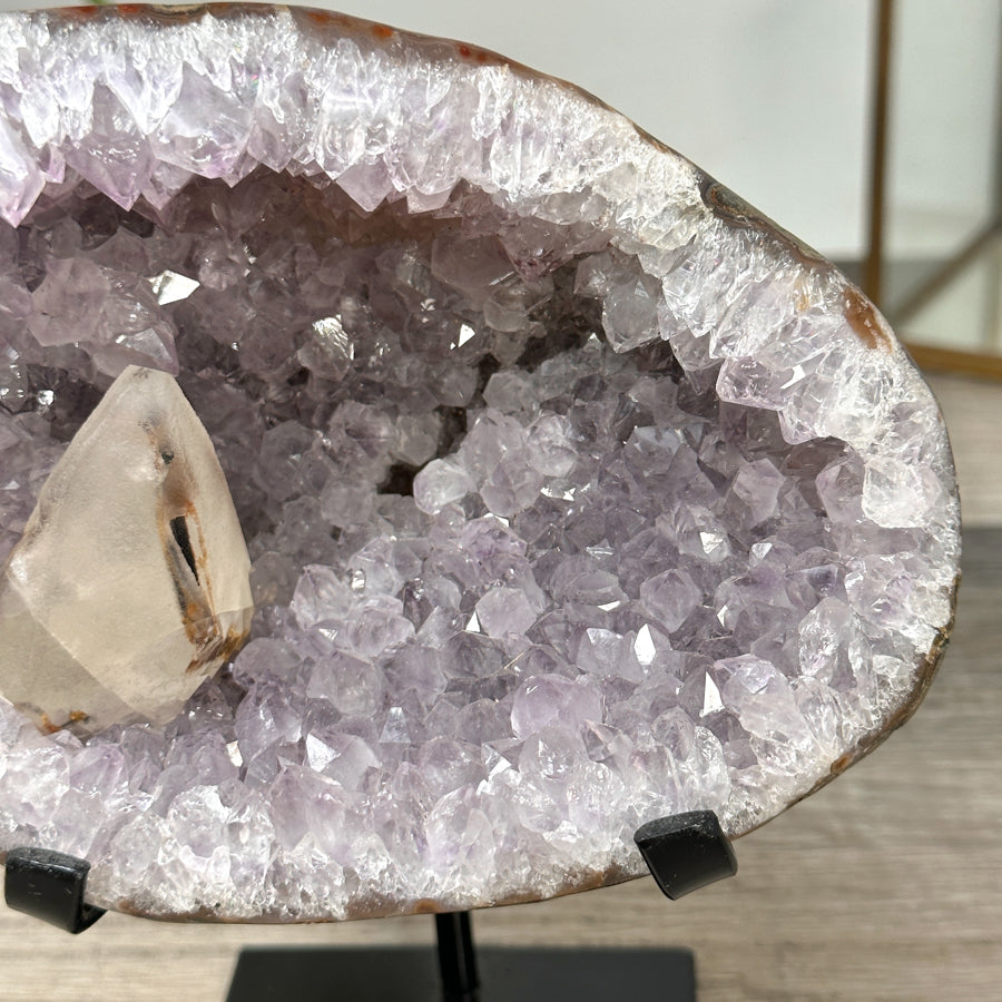 Amethyst Stone Geode with Calcite Crystal - MWS2840