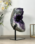 Natural Amethyst Crystal Geode on Stand with Large & Deep Purple Crystals - MWS2590
