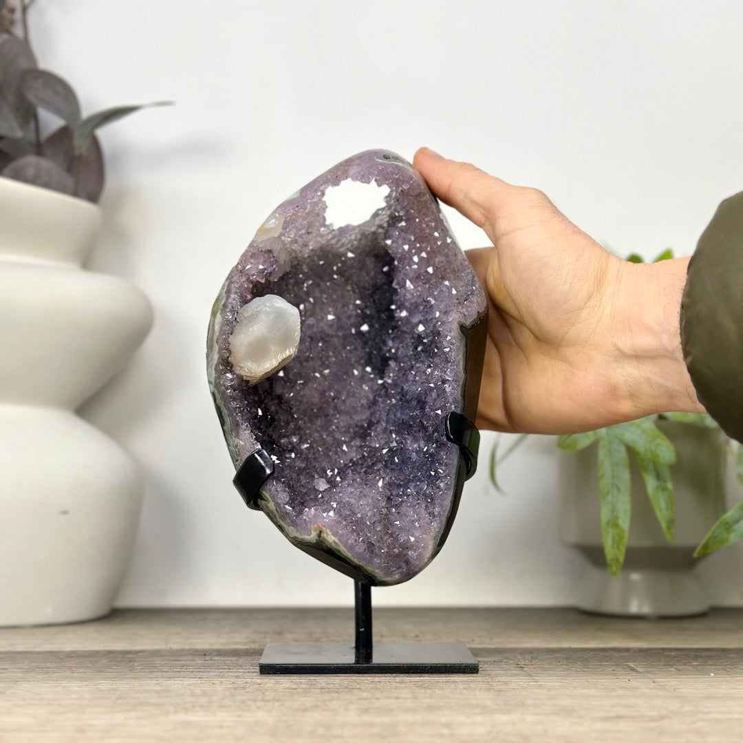 Natural Amethyst Geode with Calcite Crystal Inclusion - MWS3355