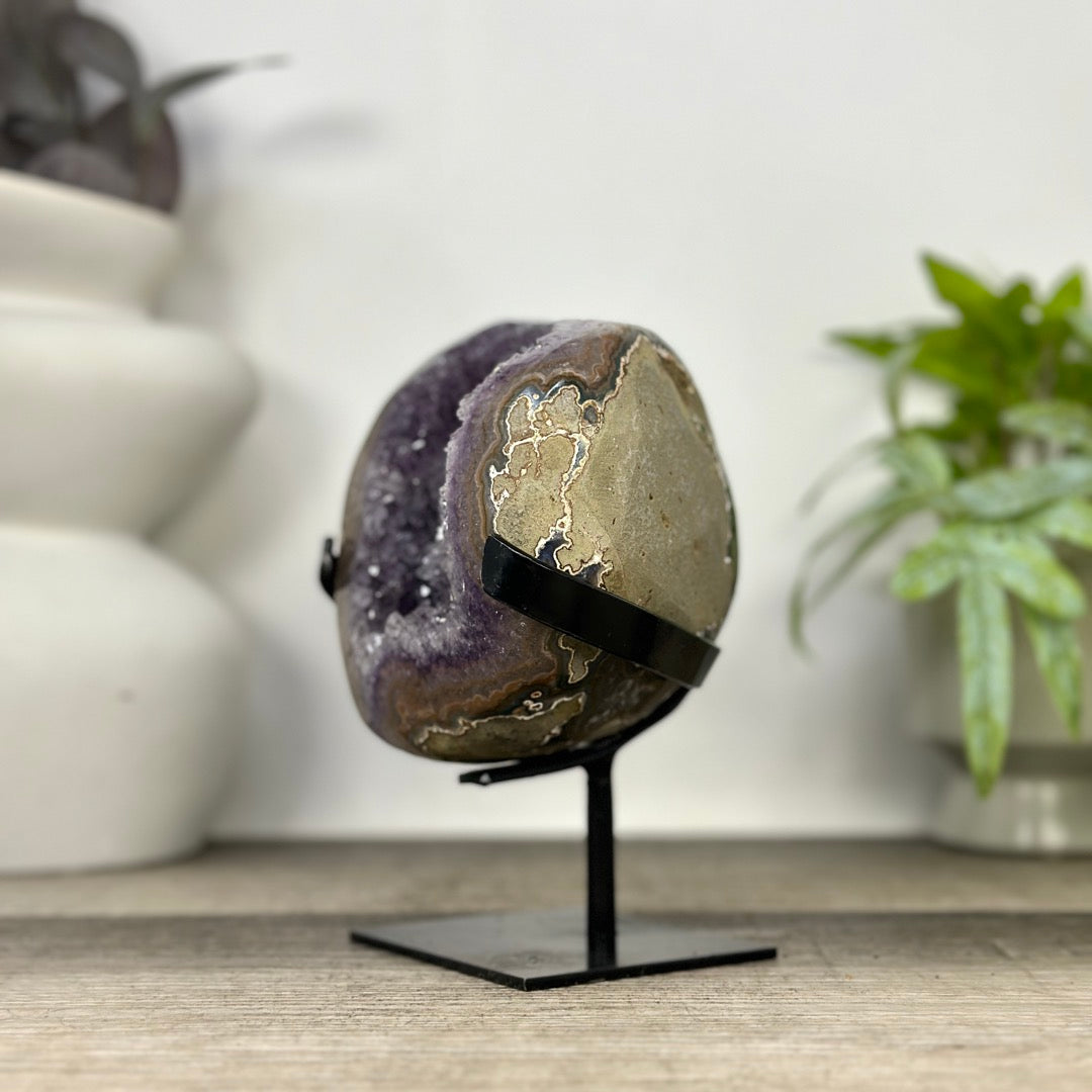 Natural Amethyst Geode on Metal Stand - MWS3327
