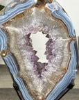 Agate Geode Slice with Amethyst Core – Unique Natural Display Piece - MWS2922