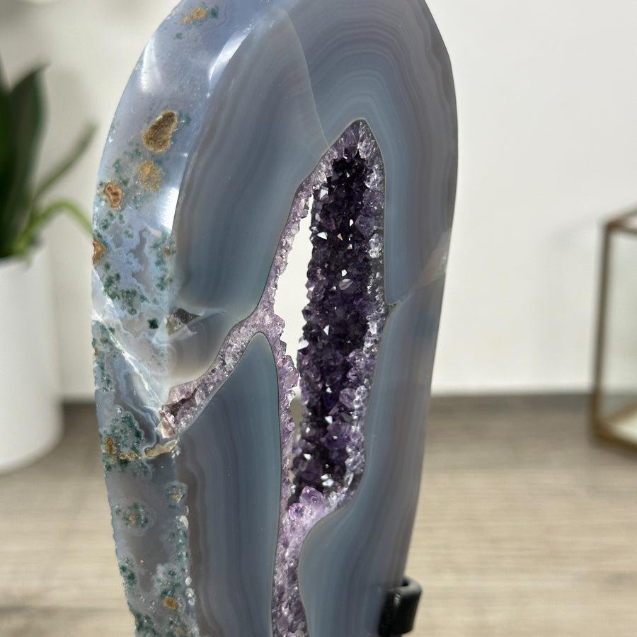 Blue Banded Agate &amp; Amethyst Geode Portal - MWS3000