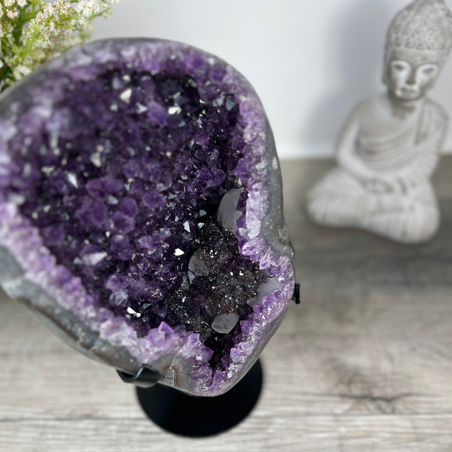 Amethyst Stone with Calcite Formations and Black Hematite - MWS0193