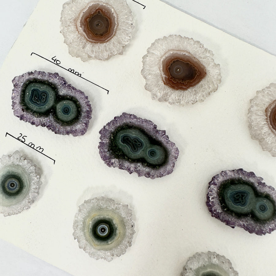Amethyst, Quartz Agate &amp; Green Jasper Stalactite Slices Wholesale Flat - Ideal for Pendants - STS0026