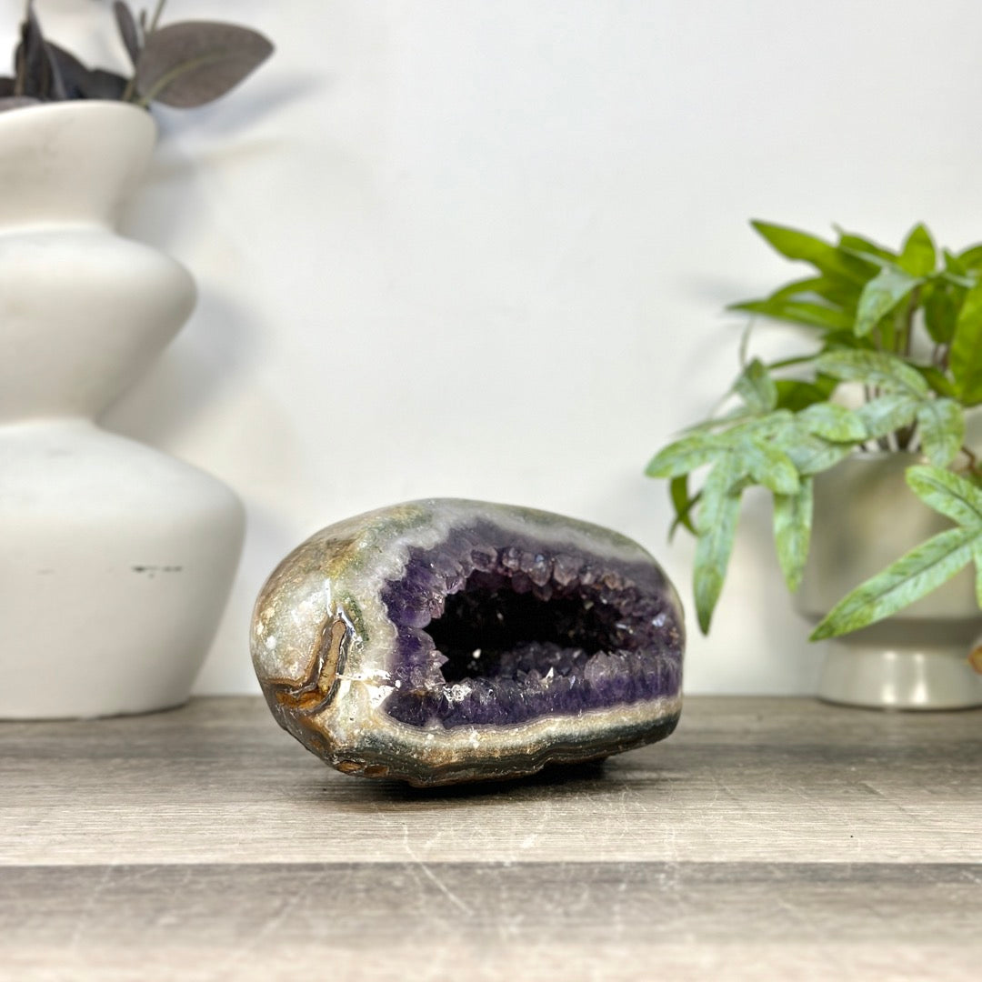 Uruguayan Amethyst Geode with Polished Shell - STGE0120