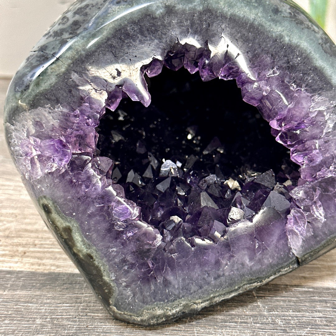 Natural Amethyst Geode with Green Jasper Shell - STGE0092