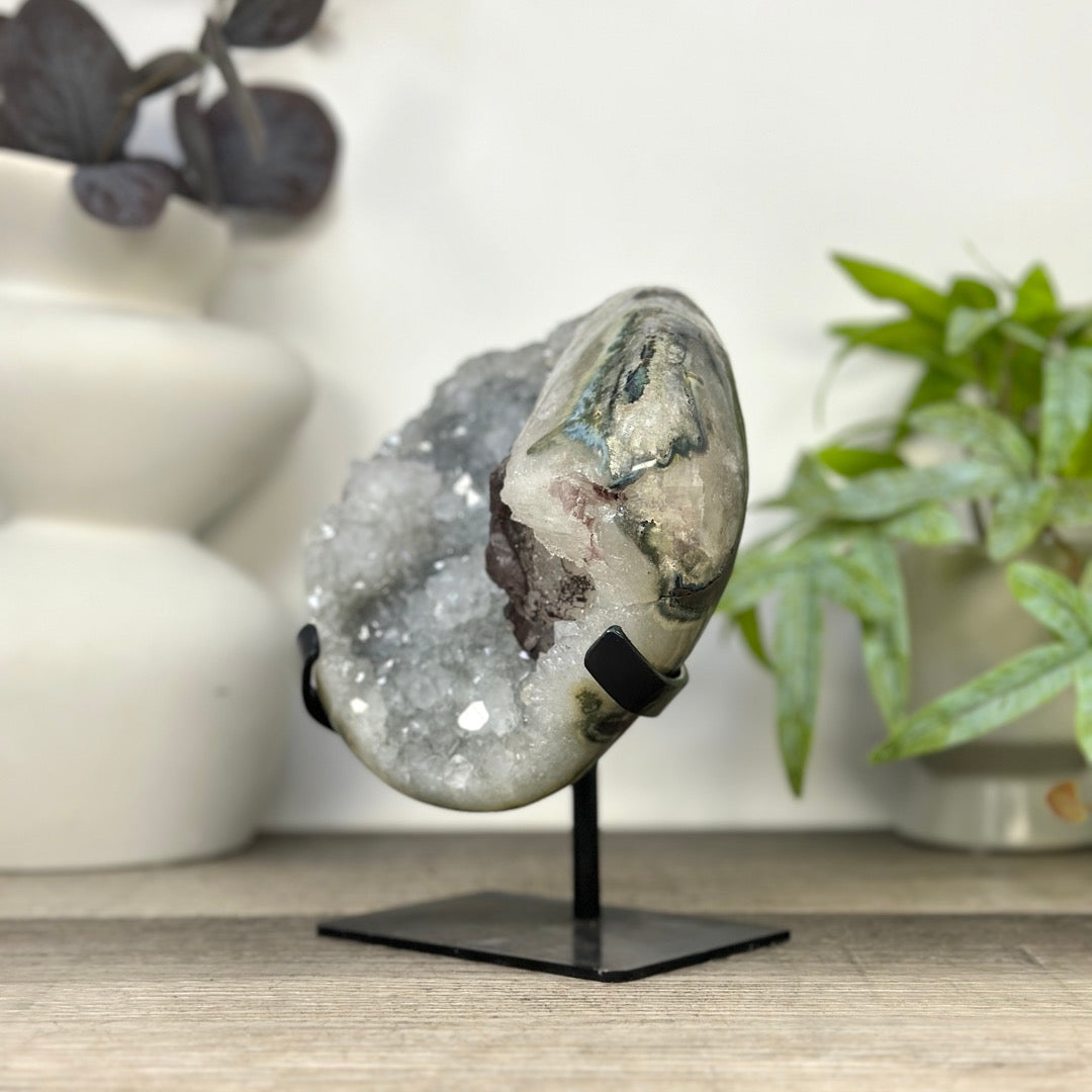 Natural Quartz Geode with Calcite Formation - MWS3286