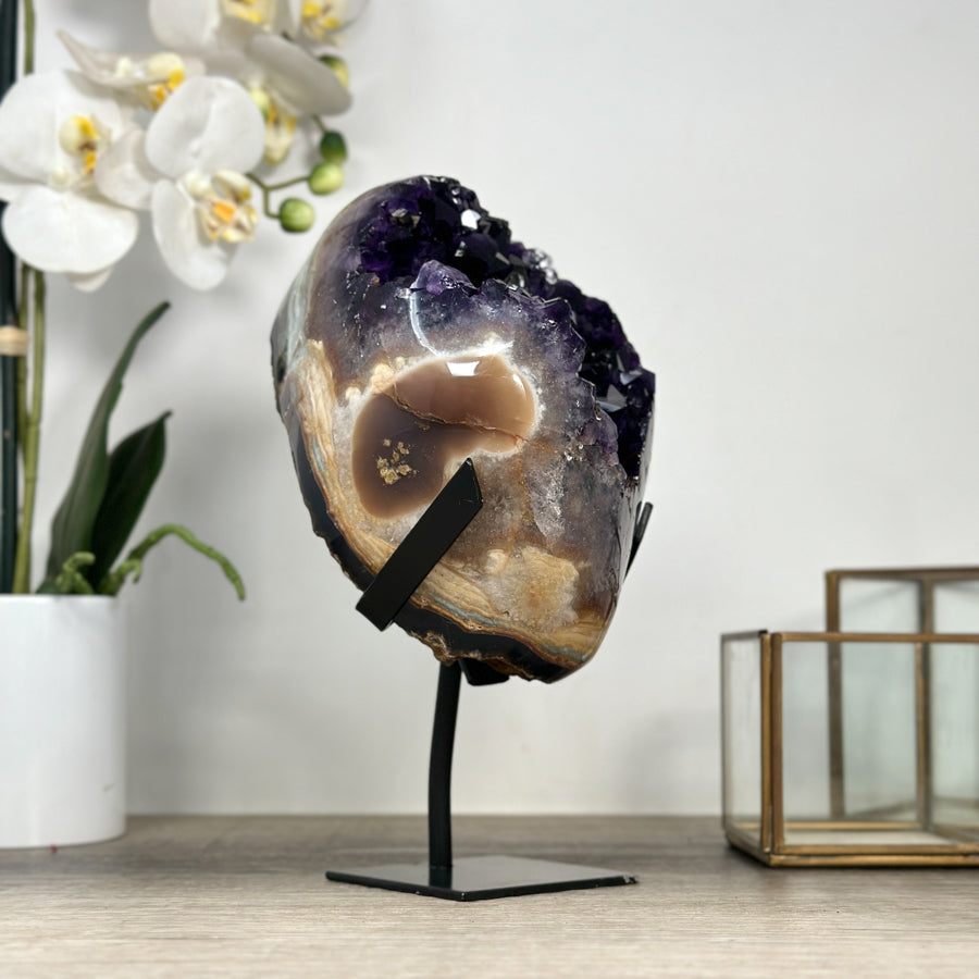 Deep Purple Amethyst Crystal Cluster with Unique Rainbow Jasper Matrix - MWS2351