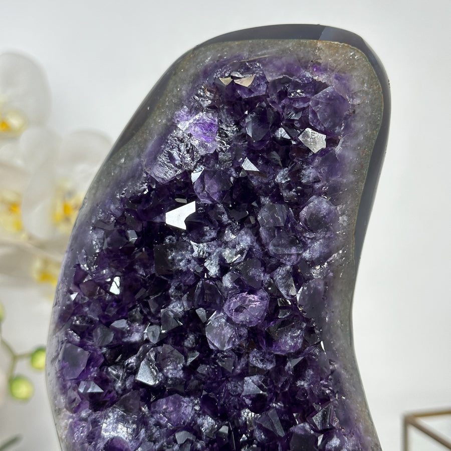AAA Grade Natural Amethyst Cluster with Metal Stand - MWS1878