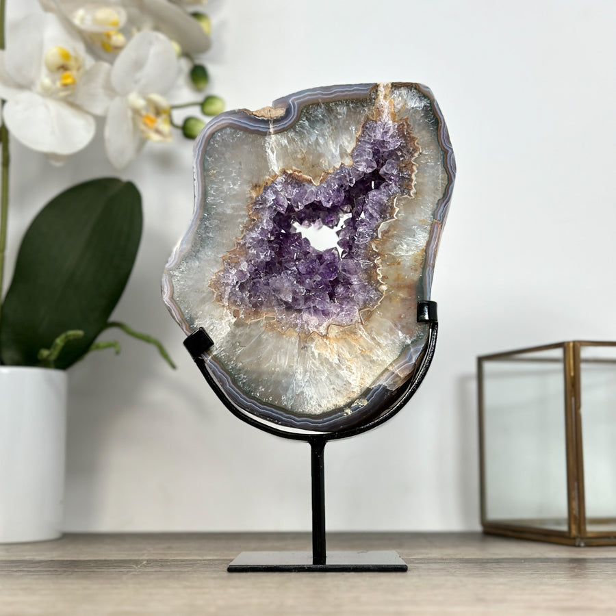 Amethyst Geode Slice with Deep Purple Crystals - MWS2907