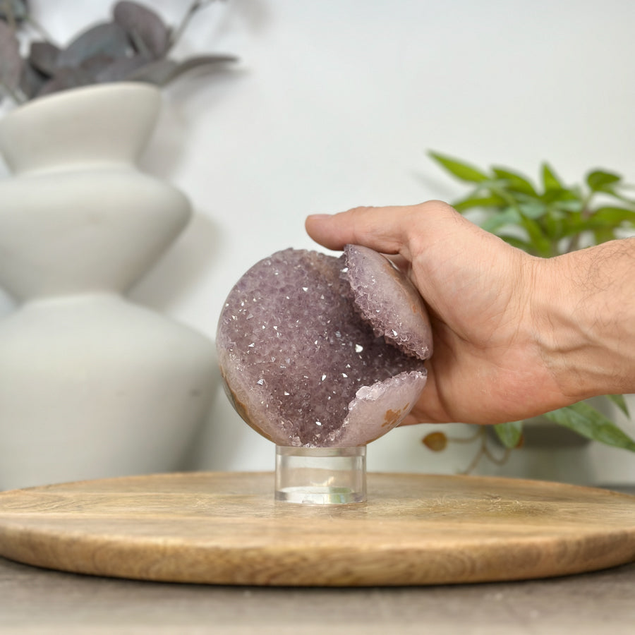 Amethyst Druzy &amp; Jasper Sphere Geode - SPH0179