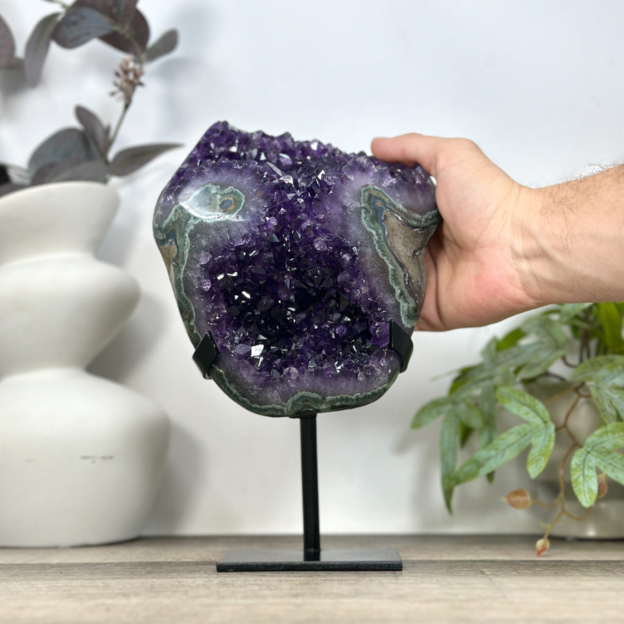 Natural Amethyst Crystal Cluster with Green Jasper Shell - MWS3191