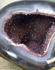 Natural Pink Amethyst Geode with Blue Banded Agate Shell - STGE0040