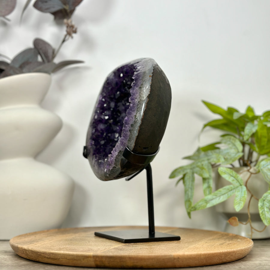 Uruguayan Amethyst Geode on Metal Stand - MWS3105