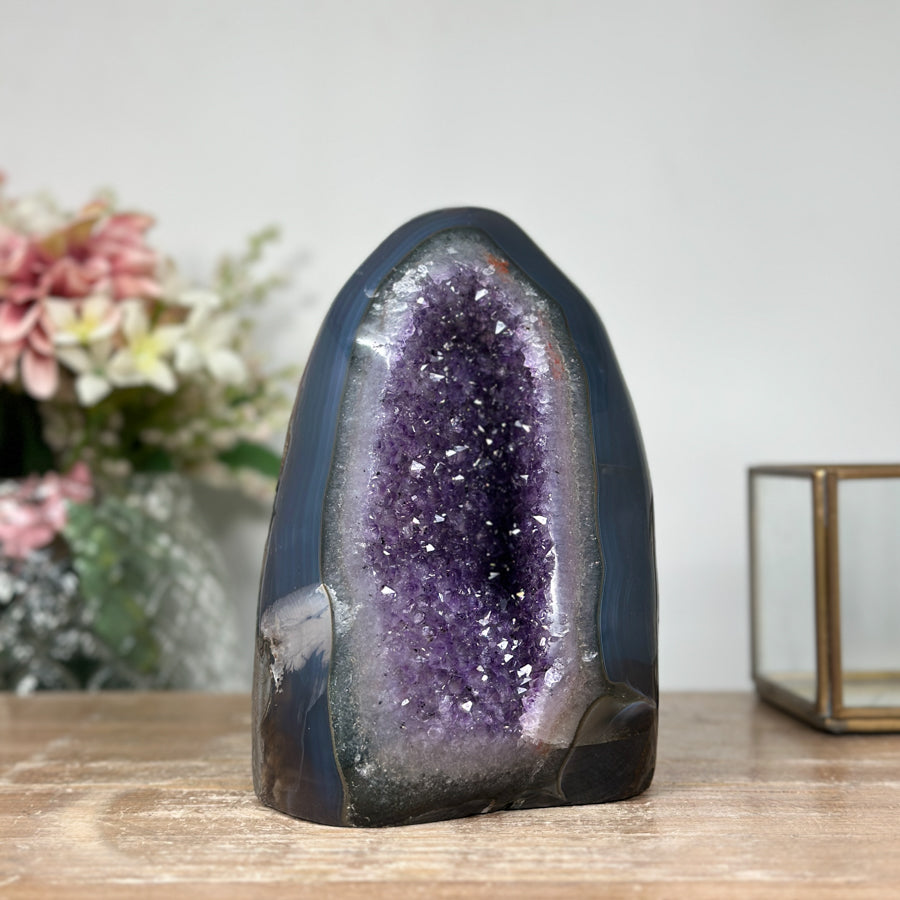 Unique Large Amethyst &amp; Agate Cathedral Geode - CBP1079