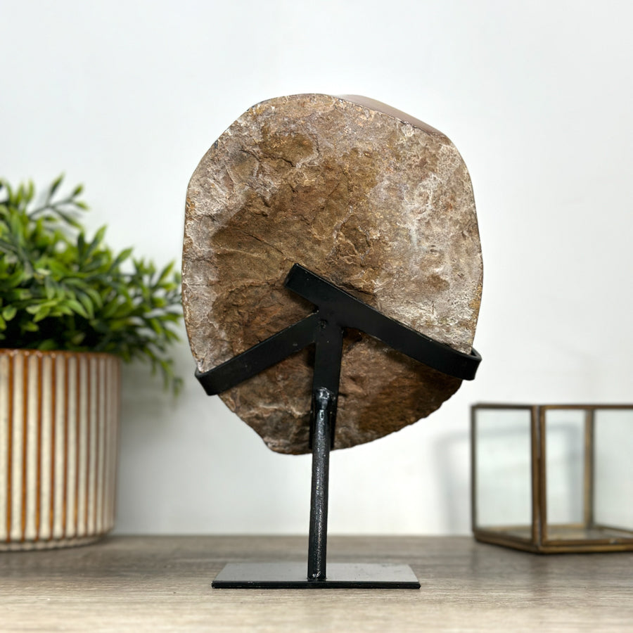 Natural Yellow Quartz Geode with Metallic Stand - MWS2425