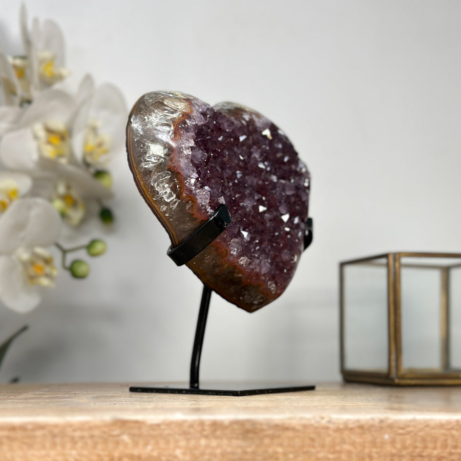 Unique Red Tone Quartz Stone Heart Carving - HST0270