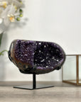 Deep Purple Amethyst Crystal Geode on Stand – Home or Office Decor Display - MWS2628