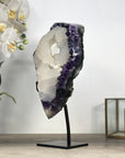 Huge Calcite Crystal Formation on Deep Purple Amethyst Cluster - MWS2314