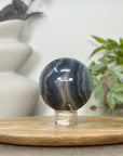 Banded Agate Sphere Geode with Quartz Druzy Crystal Interior - SPH0181
