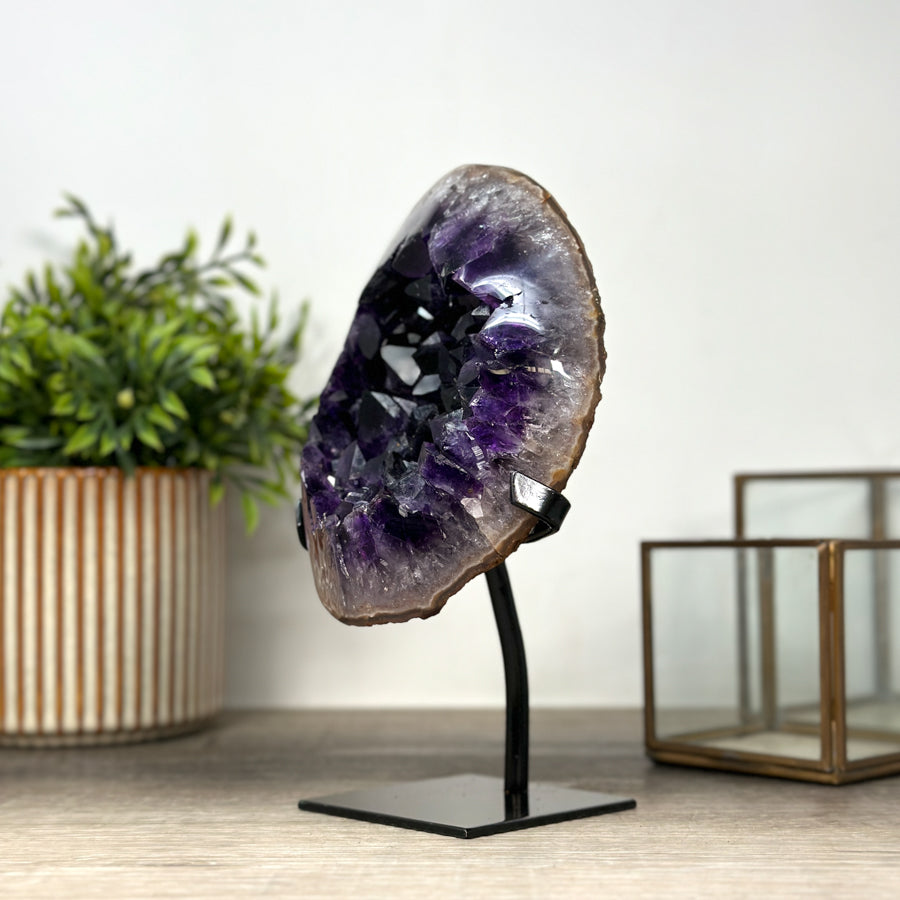 Natural Amethyst Geode with Large &amp; Shinny Crystals - MWS2154