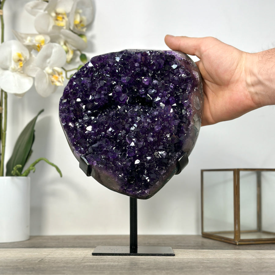 Amethyst Crystal Cluster Specimen on Stand for Home Decor Display - MWS2620