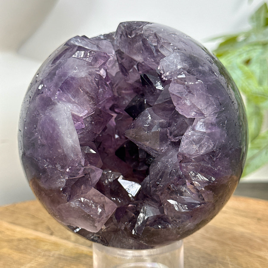Amethyst &amp; Green Jasper Sphere Geode from Uruguay - SPH0153