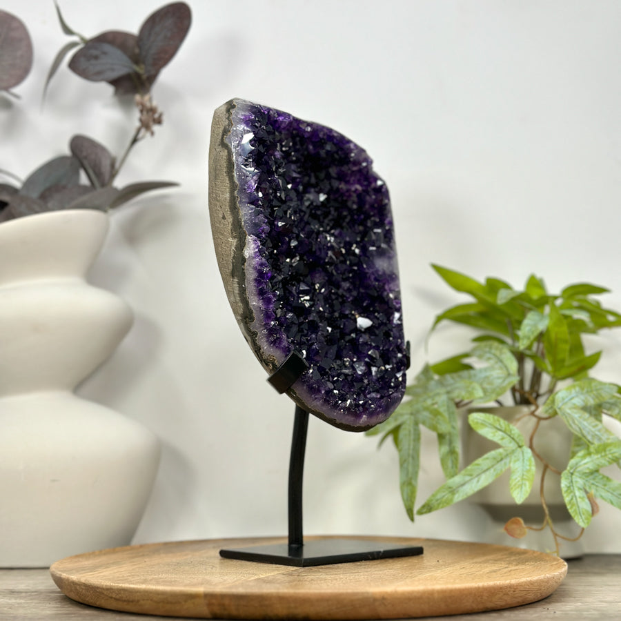 Large Deep Purple Amethyst Geode on Metal Stand - MWS3117