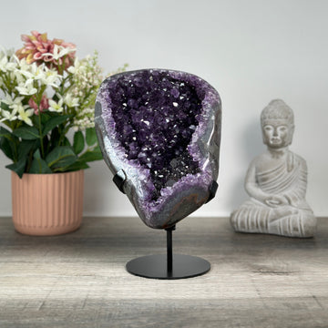 Amethyst Stone with Calcite Formations and Black Hematite - MWS0193