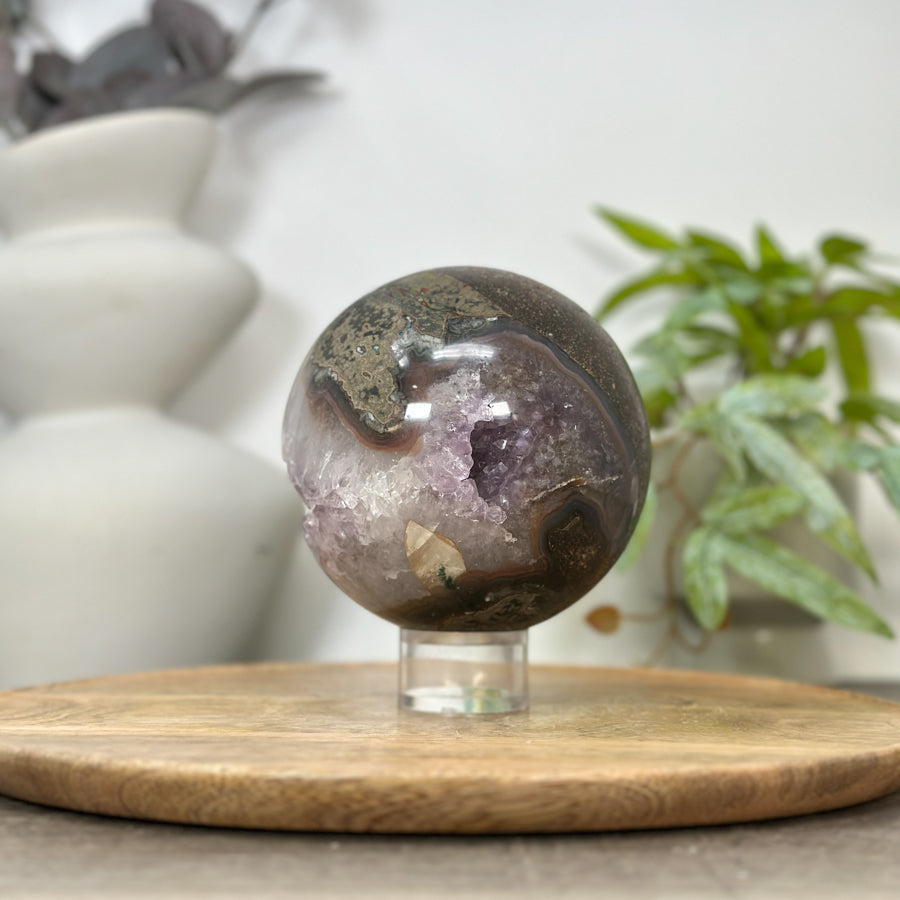 Natural Uruguayan Amethyst Sphere Geode - SPH0187