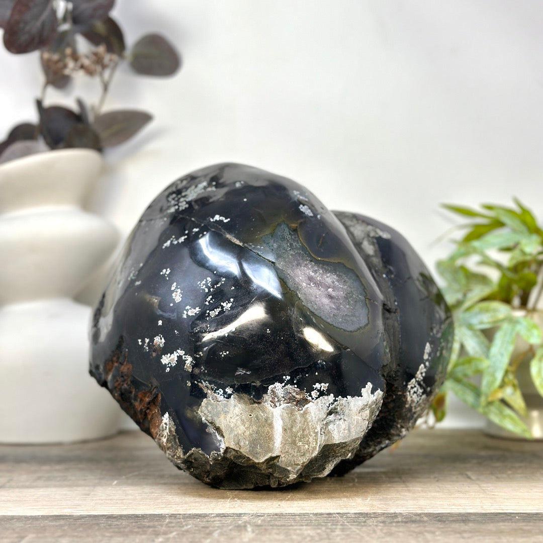XL Natural Amethyst Geode with Agate Shell - STGE0054