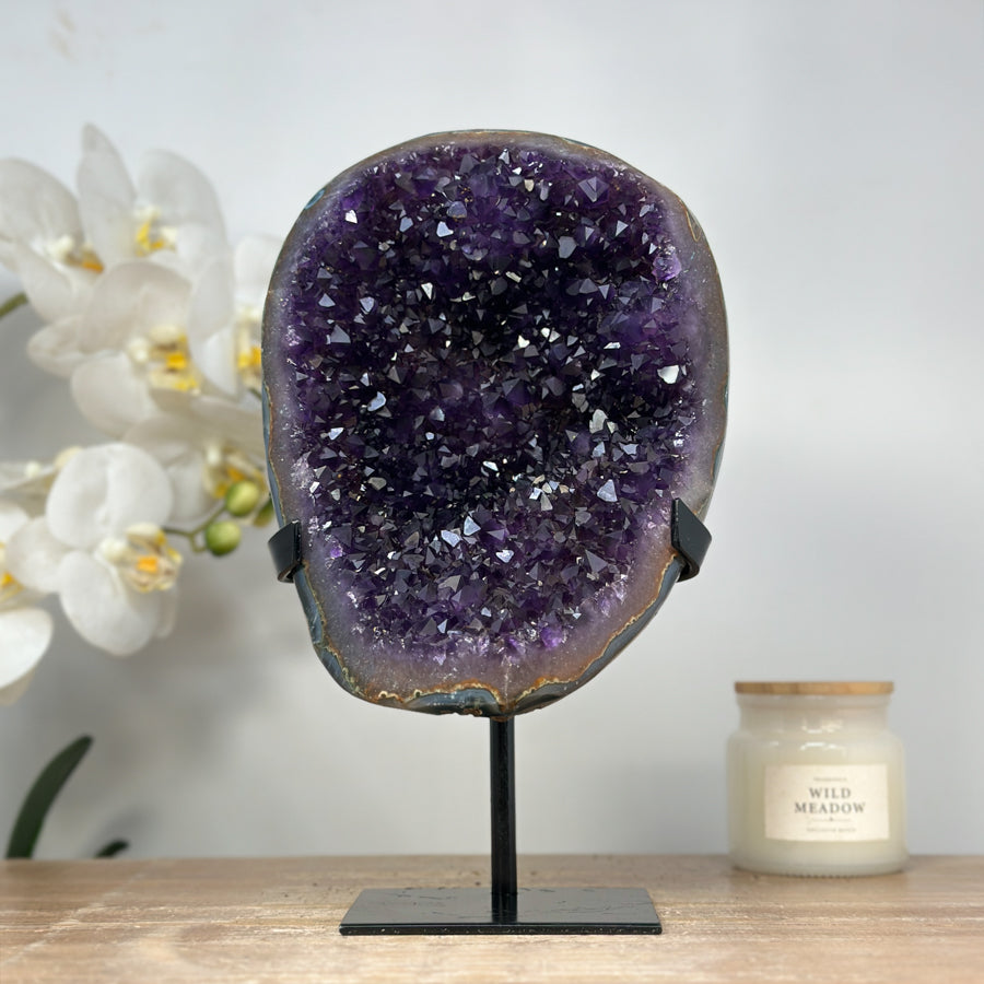 Natural Uruguayan Amethyste Cave with Metallic Stand Included - MWS1483