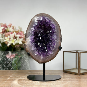 Natural Amethyst & Quartz Geode with Large & Shinny Crystals - MWS0814