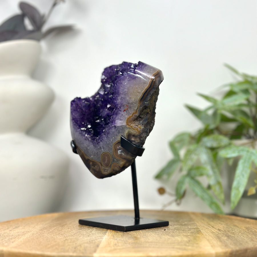 Natural Top Grade Amethyst Cluster on Metal Stand for Home Decor - MWS3252