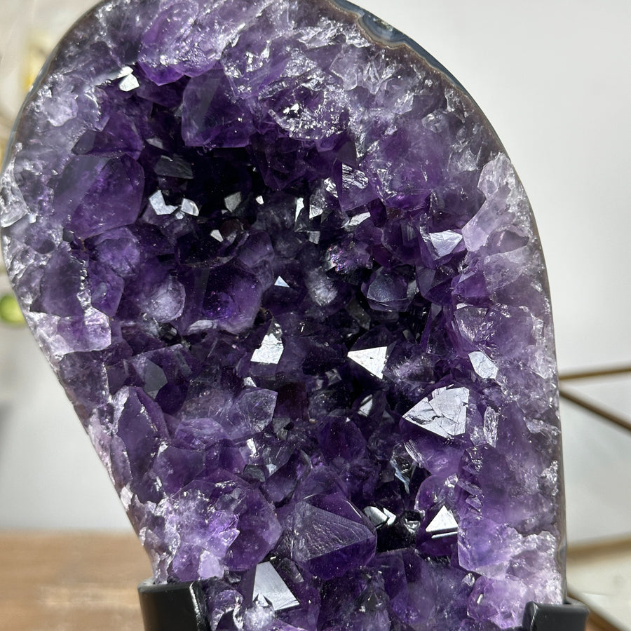 Natural Uruguayan Amethyst Geode, Metallic Stand included - MWS1839