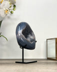 Agate Geode with Druzy Crystals on Stand – Natural Stone Display Piece - MWS2862