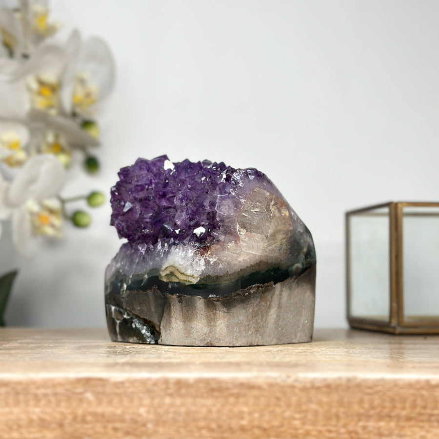 Amethyst Crystal Cluster with Calcite Inclusion - CBP1151